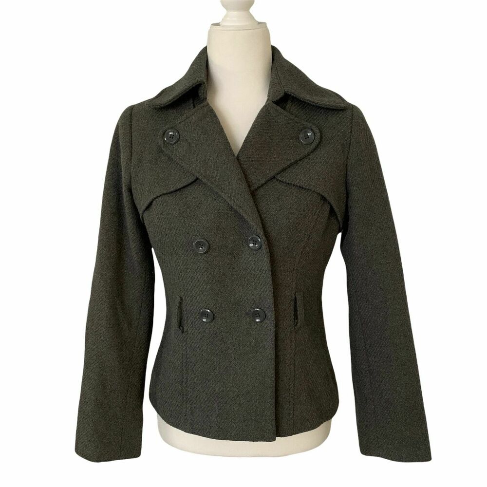 Old Navy Womens Gray Wool Double Breasted Blazer Peacoat Jacket Size Small
